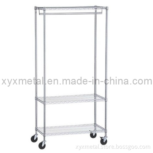 Chromed Steel Rolling Metal Garment Rack